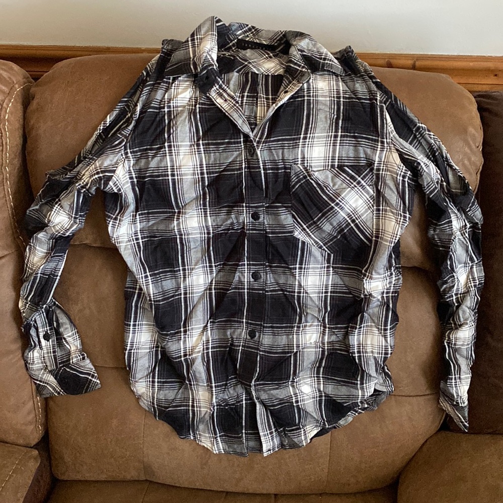 Sanctuary cold shoulder plaid shirt